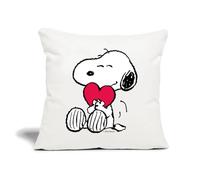 Spreadshirt Official Peanuts Snoopy Love Sofa pillow with filling 45cm x 45cm, One Size, natural white