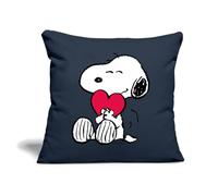 Spreadshirt Official Peanuts Snoopy Love Sofa pillow with filling 45cm x 45cm, One Size, navy