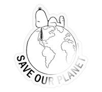 Spreadshirt Official Peanuts Snoopy Save Our Planet Sticker, 10 x 10 cm, Transparent Glossy