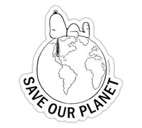 Spreadshirt Official Peanuts Snoopy Save Our Planet Sticker Size S (10 x 10 cm), 10 x 10 cm, White Matte