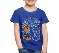 Spreadshirt Paw Patrol 3 Year Old Birthday Boy Chase Kids Premium Organic T-Shirt, 110/116 (4 Years), Royal Blue