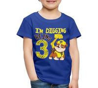 Spreadshirt Paw Patrol 3 Year Old Birthday Rubble Kids Premium Organic T-Shirt, 110/116 (4 Years), Royal Blue