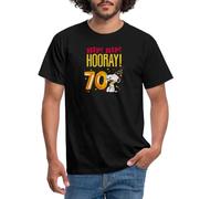 Spreadshirt Peanuts 70 Years Birthday Design with Snoopy and Woodstock Men's T-Shirt, XXL, Black