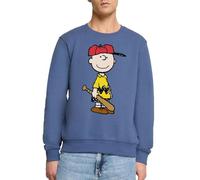 Spreadshirt Peanuts Charlie Brown Baseball Men’s Premium Sweatshirt, M, Stone Blue