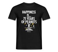 Spreadshirt Peanuts Design Happiness is… 75 Years of Peanuts Men’s T-Shirt, L, Black