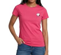 Spreadshirt Peanuts Design with Happy Snoopy in A Pocket Women's T-Shirt, M, Azalea