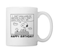 Spreadshirt Peanuts Happy Birthday with Snoopy and Woodstock Mug