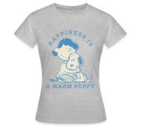 Spreadshirt Peanuts Snoopy and Lucy Happiness is A Warm Puppy Women's T-Shirt, XL, Heather Grey