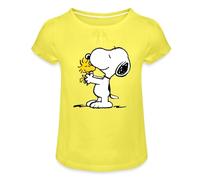 Spreadshirt Peanuts Snoopy and Woodstock Girl’s Ruffle T-Shirt, 12 Years, Yellow