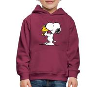 Spreadshirt Peanuts Snoopy And Woodstock Kids' Premium Hoodie, 152/164 (12-14 Years), bordeaux