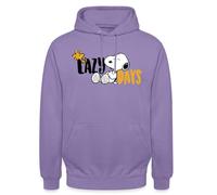 Spreadshirt Peanuts Snoopy And Woodstock Lazy Days Unisex Hoodie, M, lavender