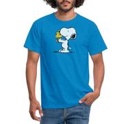 Spreadshirt Peanuts Snoopy and Woodstock Men's T-Shirt, XL, Royal Blue
