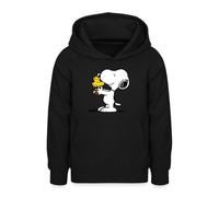 Spreadshirt Peanuts Snoopy And Woodstock Teen Hoodie, L (9/11 Years), black