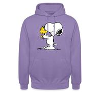 Spreadshirt Peanuts Snoopy And Woodstock Unisex Hoodie, M, lavender