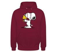 Spreadshirt Peanuts Snoopy And Woodstock Unisex Hoodie, S, bordeaux
