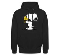 Spreadshirt Peanuts Snoopy And Woodstock Unisex Hoodie, XL, black