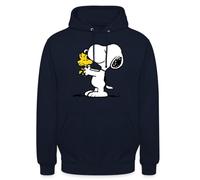 Spreadshirt Peanuts Snoopy And Woodstock Unisex Hoodie, XL, navy