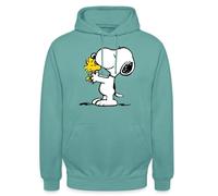 Spreadshirt Peanuts Snoopy And Woodstock Unisex Hoodie, XL, pastel turquoise