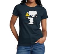 Spreadshirt Peanuts Snoopy and Woodstock Women's T-Shirt, S, Navy
