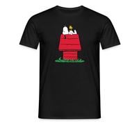 Spreadshirt Peanuts Snoopy Asleep On The Doghouse Men’s T-Shirt, L, Black