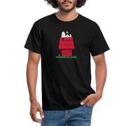 Spreadshirt Peanuts Snoopy Asleep On The Doghouse Men's T-Shirt, L, Black