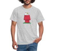 Spreadshirt Peanuts Snoopy Asleep On The Doghouse Men's T-Shirt, L, Heather Grey