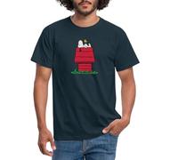 Spreadshirt Peanuts Snoopy Asleep On The Doghouse Men's T-Shirt, M, Navy