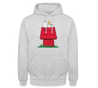 Spreadshirt Peanuts Snoopy Asleep On The Doghouse Unisex Hoodie, 3XL, light heather grey