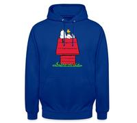 Spreadshirt Peanuts Snoopy Asleep On The Doghouse Unisex Hoodie, XL, bright royal