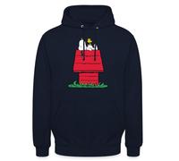 Spreadshirt Peanuts Snoopy Asleep On The Doghouse Unisex Hoodie, XL, navy
