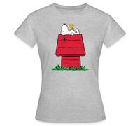 Spreadshirt Peanuts Snoopy Asleep On The Doghouse Women's T-Shirt, M, Heather Grey