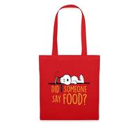 Spreadshirt Peanuts Snoopy Did Someoone Say Food Tote Bag, One Size, red