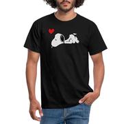 Spreadshirt Peanuts Snoopy Falling in Love Men's T-Shirt, 3XL, Black