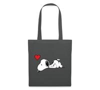 Spreadshirt Peanuts Snoopy Falling In Love Tote Bag, One Size, graphite grey