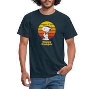 Spreadshirt Peanuts Snoopy Happy Camper Men's T-Shirt, M, Navy