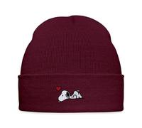 Spreadshirt Peanuts Snoopy Love Embroidery Embroidered Winter Hat, One Size, Burgundy