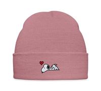 Spreadshirt Peanuts Snoopy Love Embroidery Embroidered Winter Hat, One Size, Dusky Pink