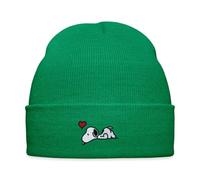 Spreadshirt Peanuts Snoopy Love Embroidery Embroidered Winter Hat, One Size, Kelly Green