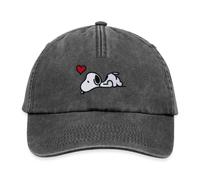 Spreadshirt Peanuts Snoopy Love Embroidery Relaxed Vintage Cap, One Size, Vintage Black