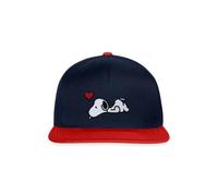 Spreadshirt Peanuts Snoopy Love Embroidery Snapback Cap, One Size, Navy/red