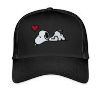 Spreadshirt Peanuts Snoopy Love Embroidery Trucker Cap, One Size, Black/Black