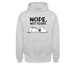 Spreadshirt Peanuts Snoopy Nope Not Today Unisex Hoodie Light Heather Grey