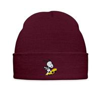 Spreadshirt Peanuts Snoopy On Skateboard Embroidery Embroidered Winter Hat, One Size, Burgundy