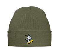 Spreadshirt Peanuts Snoopy On Skateboard Embroidery Embroidered Winter Hat, One Size, Olive Green