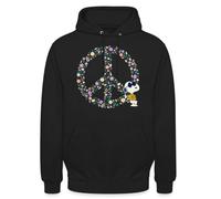 Spreadshirt Peanuts Snoopy Peace Hippie Unisex Hoodie, M, black