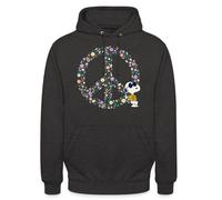 Spreadshirt Peanuts Snoopy Peace Hippie Unisex Hoodie, M, charcoal grey