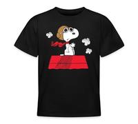 Spreadshirt Peanuts Snoopy Pilot Teenage T-Shirt, 134/146 (9-11 Years), Black