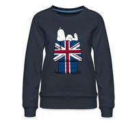 Spreadshirt Peanuts Snoopy Union Jack Dog House Women’s Premium Sweatshirt, L, navy