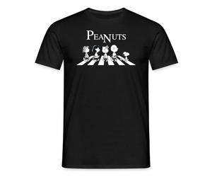 Spreadshirt Peanuts The Peanuts Abbey Road Men's T-Shirt, L, Black