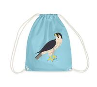 Spreadshirt Peregrine Falcon Wildlife Illustration Drawstring Bag, One Size, aqua